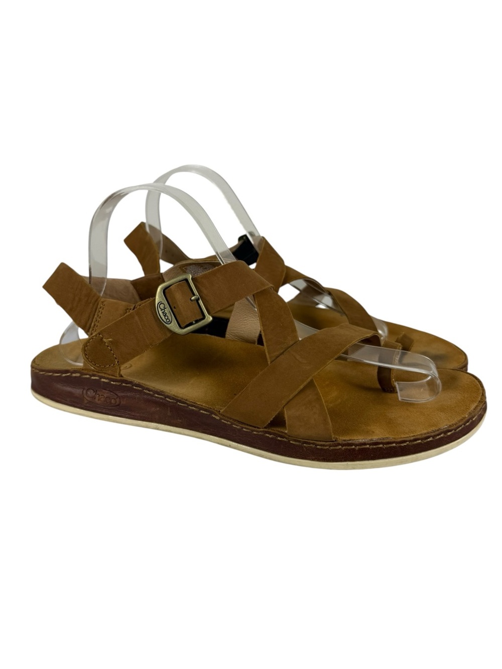 Chaco Wayfarer Loop Brown Leather Sandals Womens Sz 11